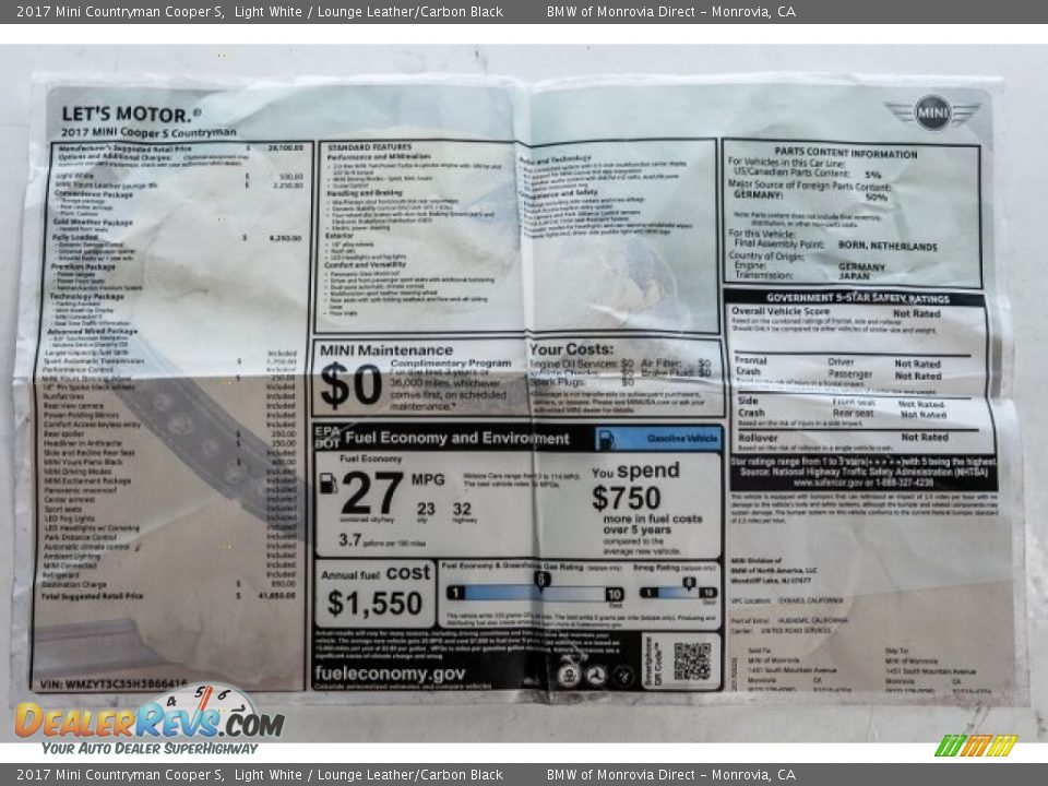 2017 Mini Countryman Cooper S Light White / Lounge Leather/Carbon Black Photo #10