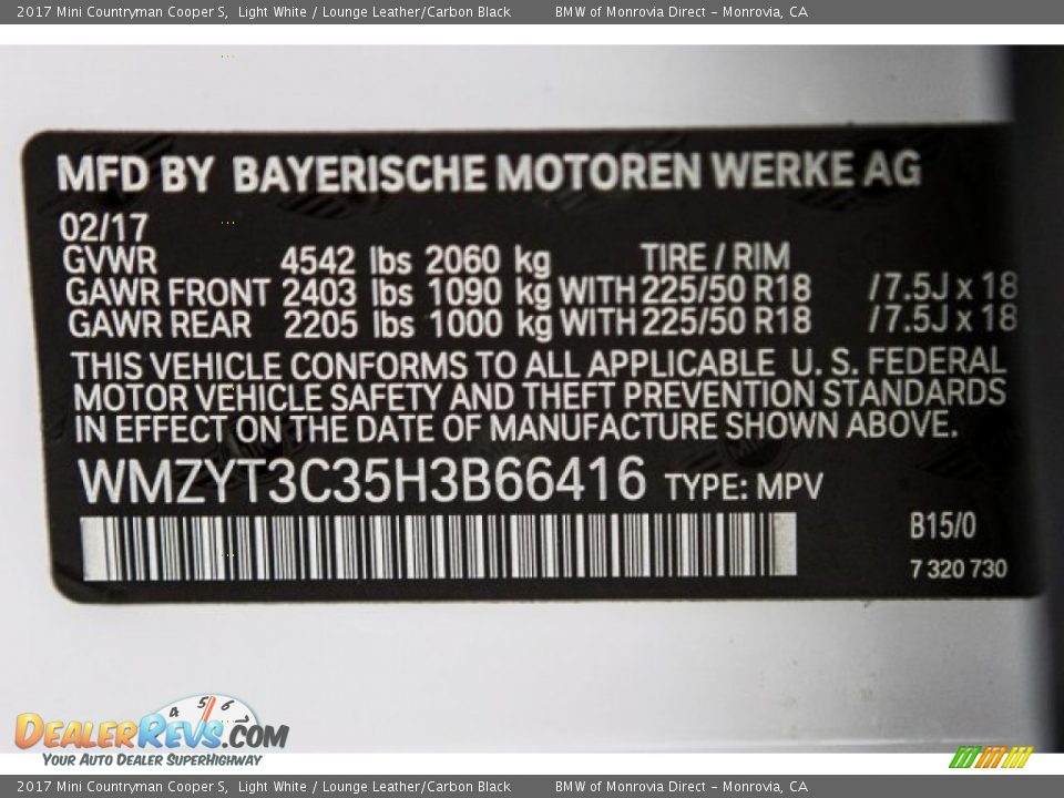 2017 Mini Countryman Cooper S Light White / Lounge Leather/Carbon Black Photo #11