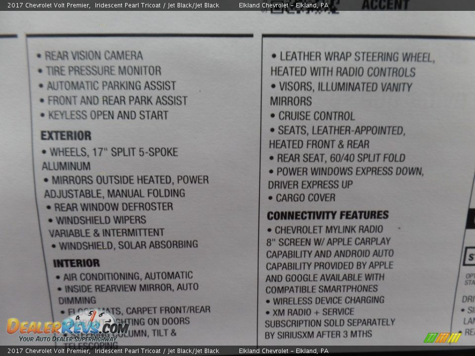 2017 Chevrolet Volt Premier Iridescent Pearl Tricoat / Jet Black/Jet Black Photo #31