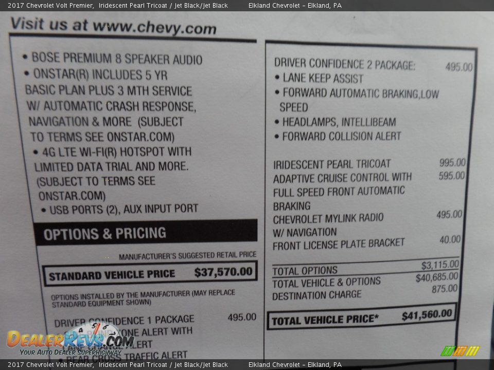 2017 Chevrolet Volt Premier Iridescent Pearl Tricoat / Jet Black/Jet Black Photo #32