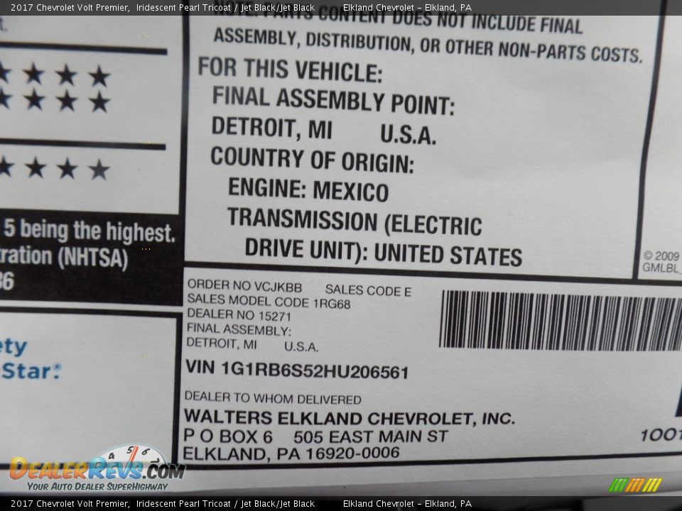 2017 Chevrolet Volt Premier Iridescent Pearl Tricoat / Jet Black/Jet Black Photo #34