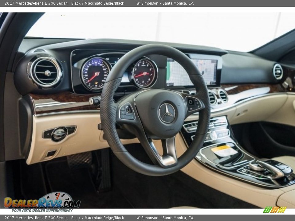 2017 Mercedes-Benz E 300 Sedan Black / Macchiato Beige/Black Photo #6