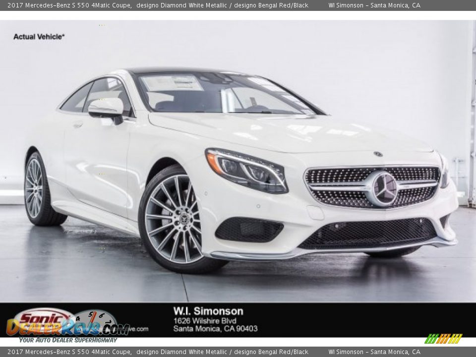2017 Mercedes-Benz S 550 4Matic Coupe designo Diamond White Metallic / designo Bengal Red/Black Photo #1
