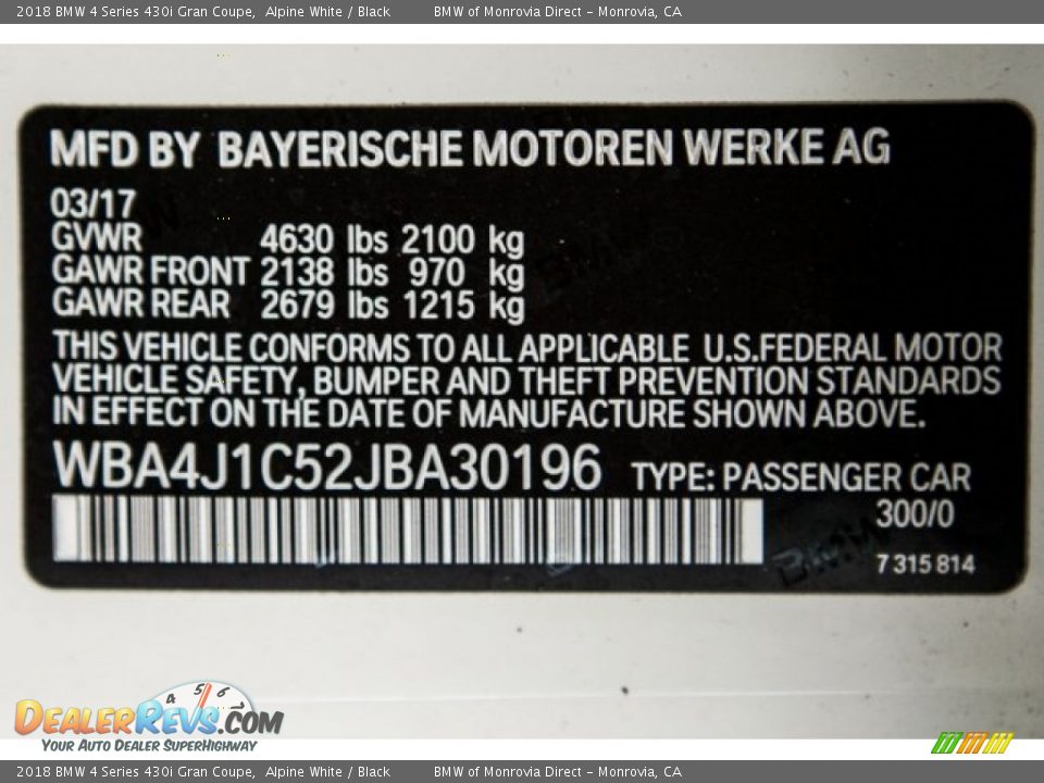 2018 BMW 4 Series 430i Gran Coupe Alpine White / Black Photo #11