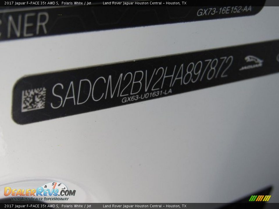 2017 Jaguar F-PACE 35t AWD S Polaris White / Jet Photo #22