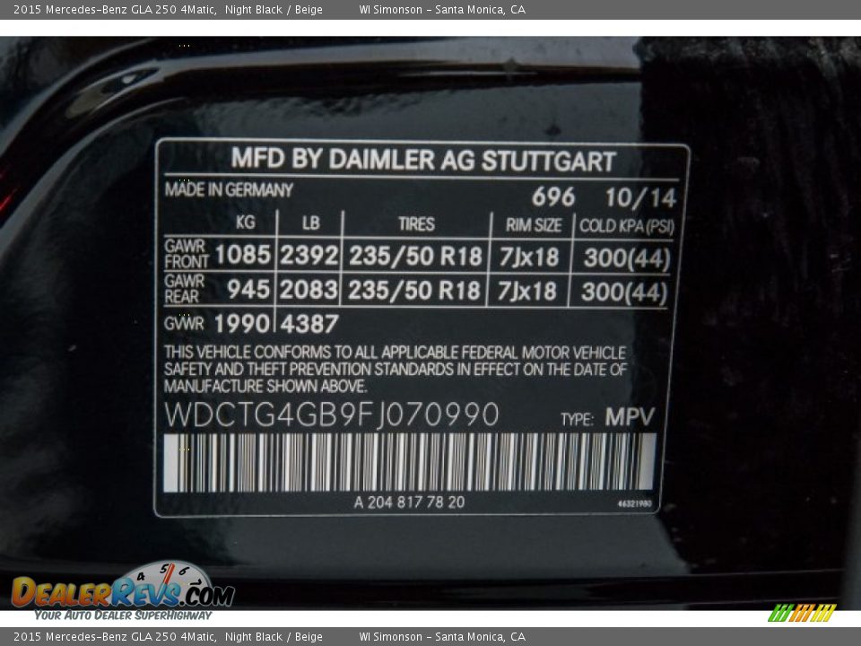 2015 Mercedes-Benz GLA 250 4Matic Night Black / Beige Photo #21