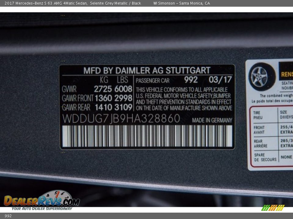 Mercedes-Benz Color Code 992 Selenite Grey Metallic