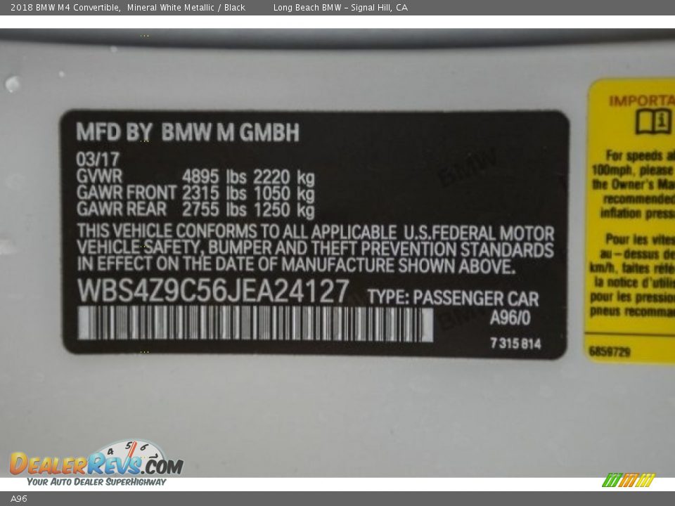A96 - 2018 BMW M4