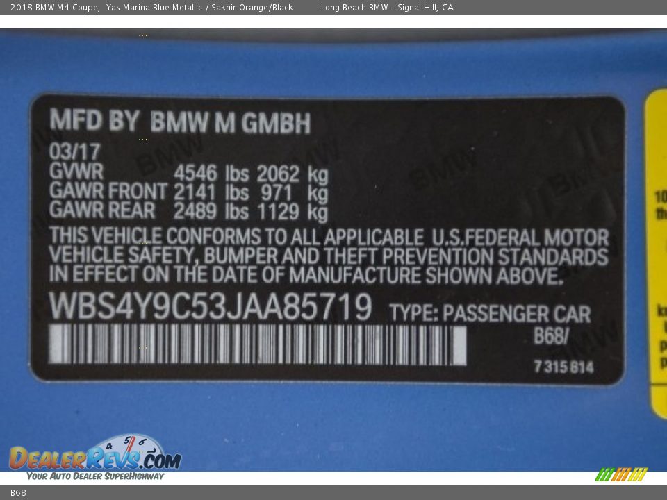 B68 - 2018 BMW M4