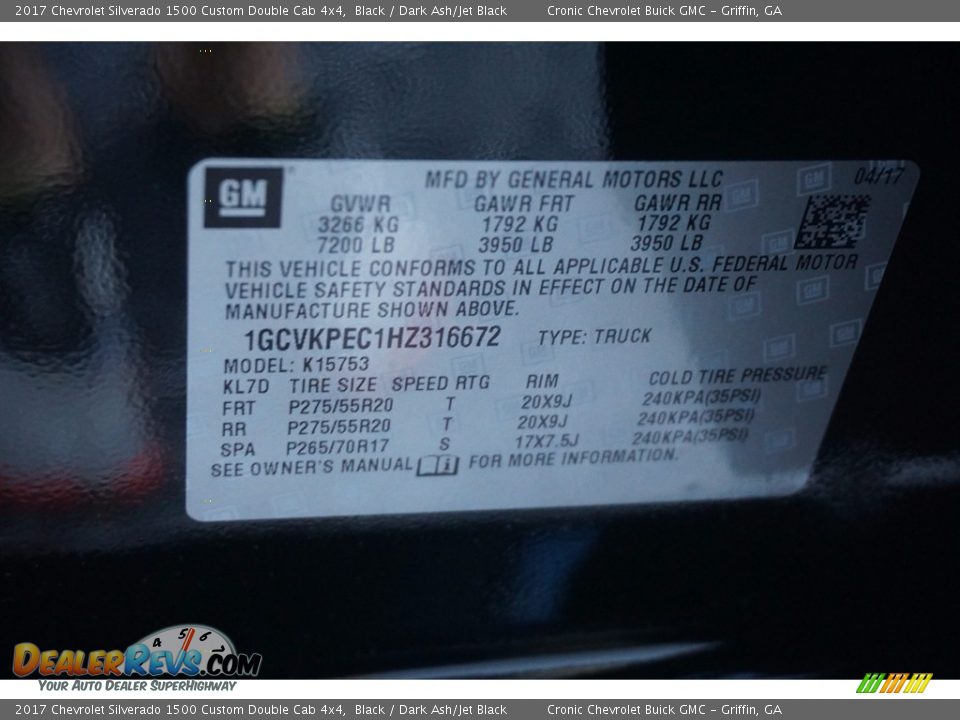 2017 Chevrolet Silverado 1500 Custom Double Cab 4x4 Black / Dark Ash/Jet Black Photo #15