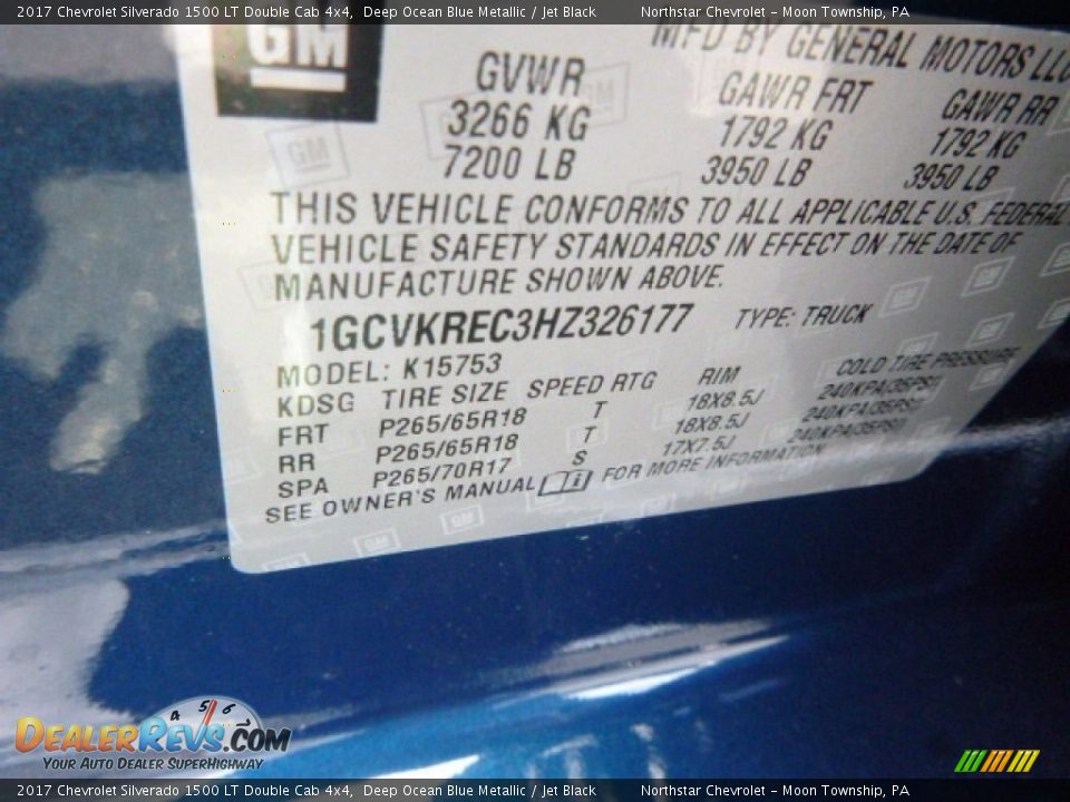 2017 Chevrolet Silverado 1500 LT Double Cab 4x4 Deep Ocean Blue Metallic / Jet Black Photo #19
