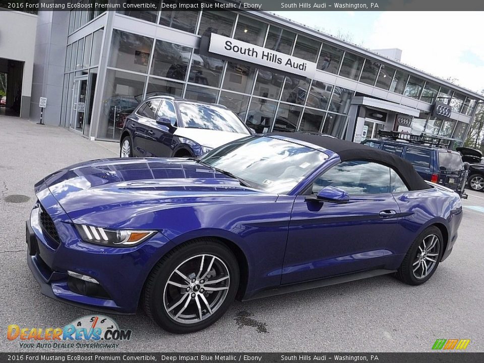 2016 Ford Mustang EcoBoost Premium Convertible Deep Impact Blue Metallic / Ebony Photo #2