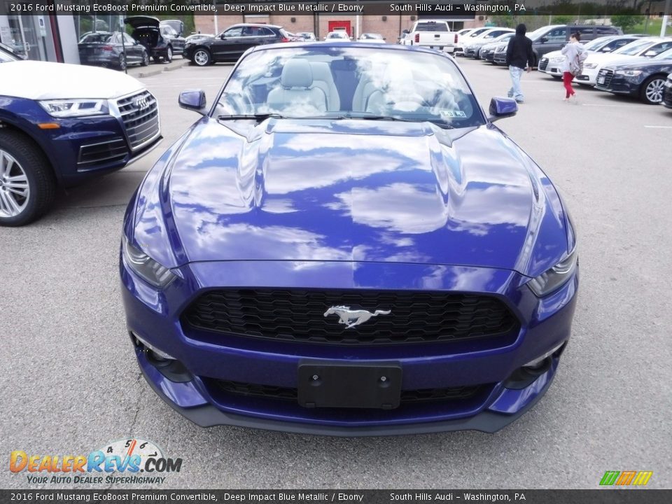 2016 Ford Mustang EcoBoost Premium Convertible Deep Impact Blue Metallic / Ebony Photo #8