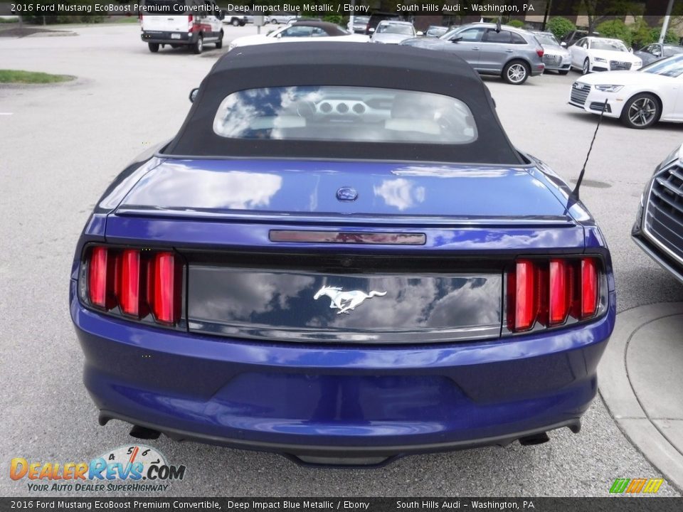 2016 Ford Mustang EcoBoost Premium Convertible Deep Impact Blue Metallic / Ebony Photo #17