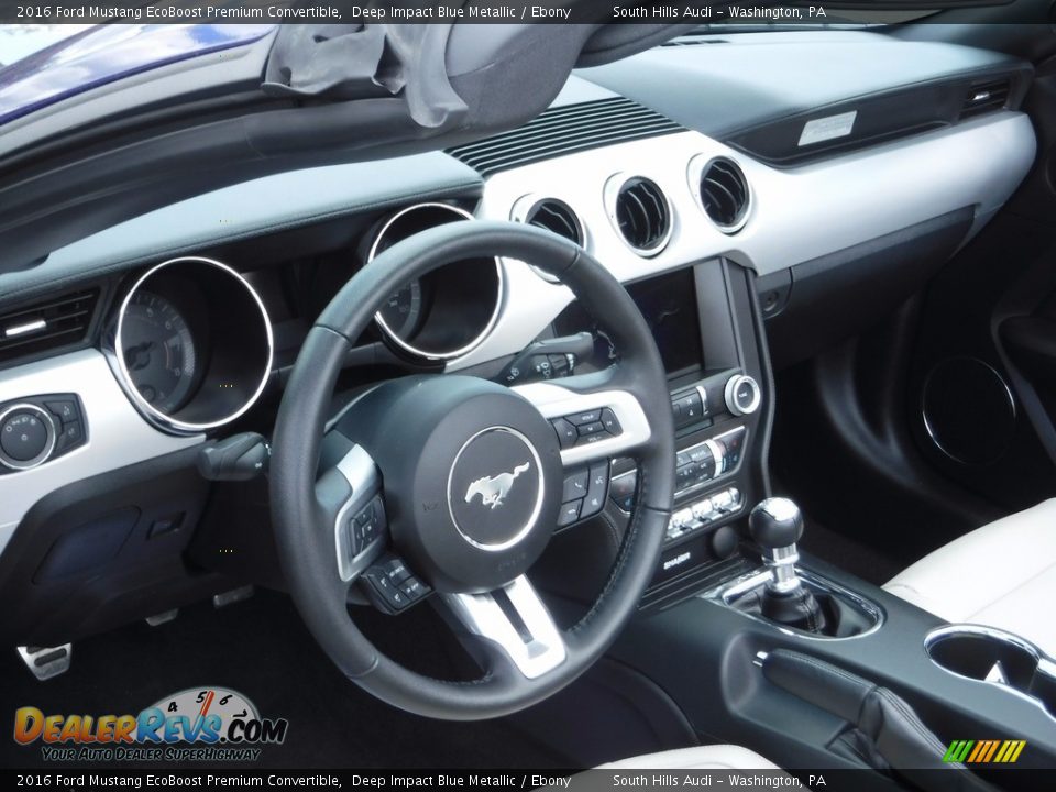 2016 Ford Mustang EcoBoost Premium Convertible Deep Impact Blue Metallic / Ebony Photo #22