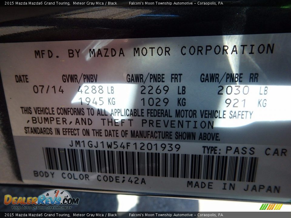 2015 Mazda Mazda6 Grand Touring Meteor Gray Mica / Black Photo #24