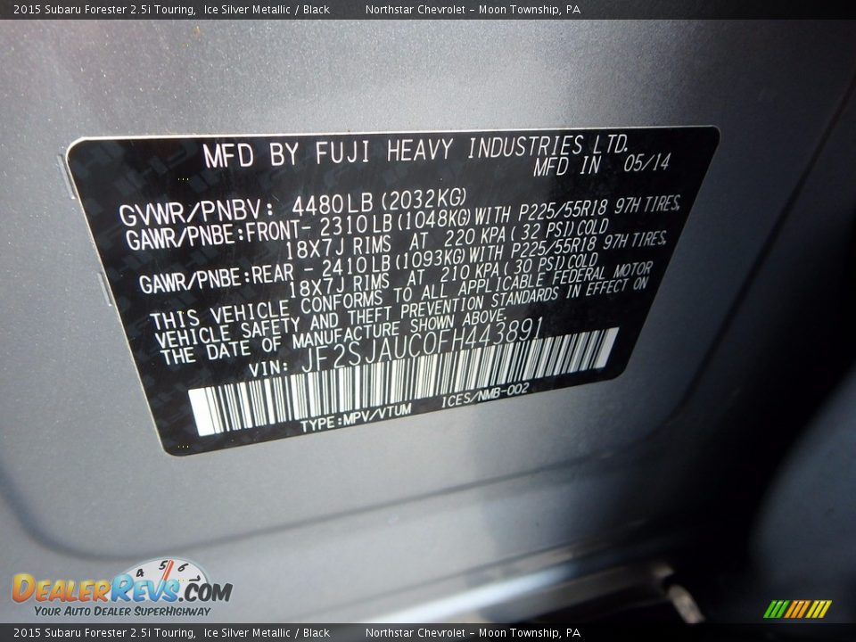 2015 Subaru Forester 2.5i Touring Ice Silver Metallic / Black Photo #28