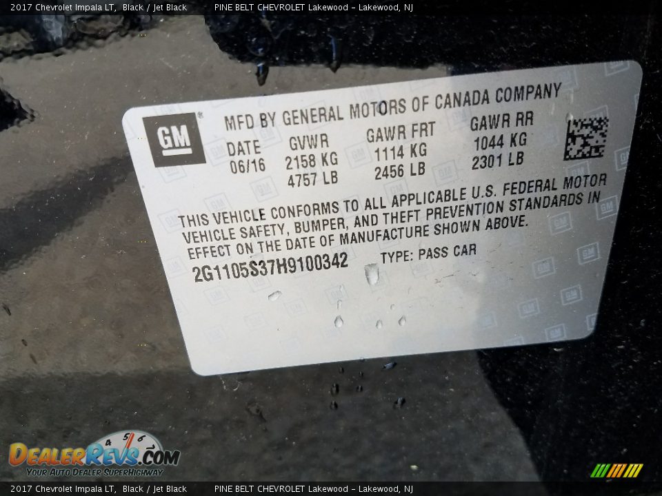 2017 Chevrolet Impala LT Black / Jet Black Photo #18