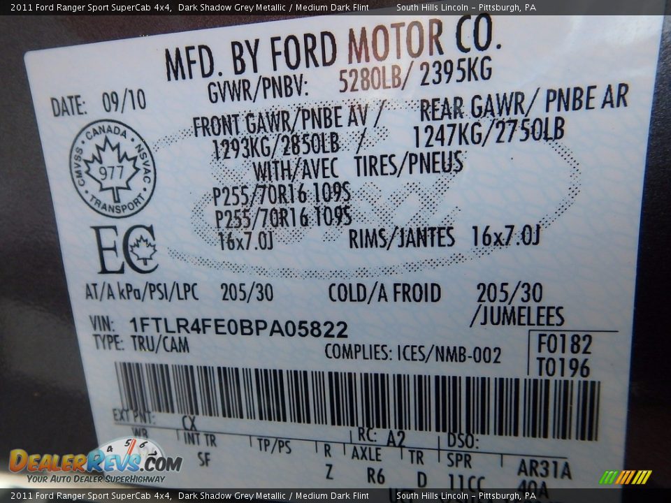 2011 Ford Ranger Sport SuperCab 4x4 Dark Shadow Grey Metallic / Medium Dark Flint Photo #24