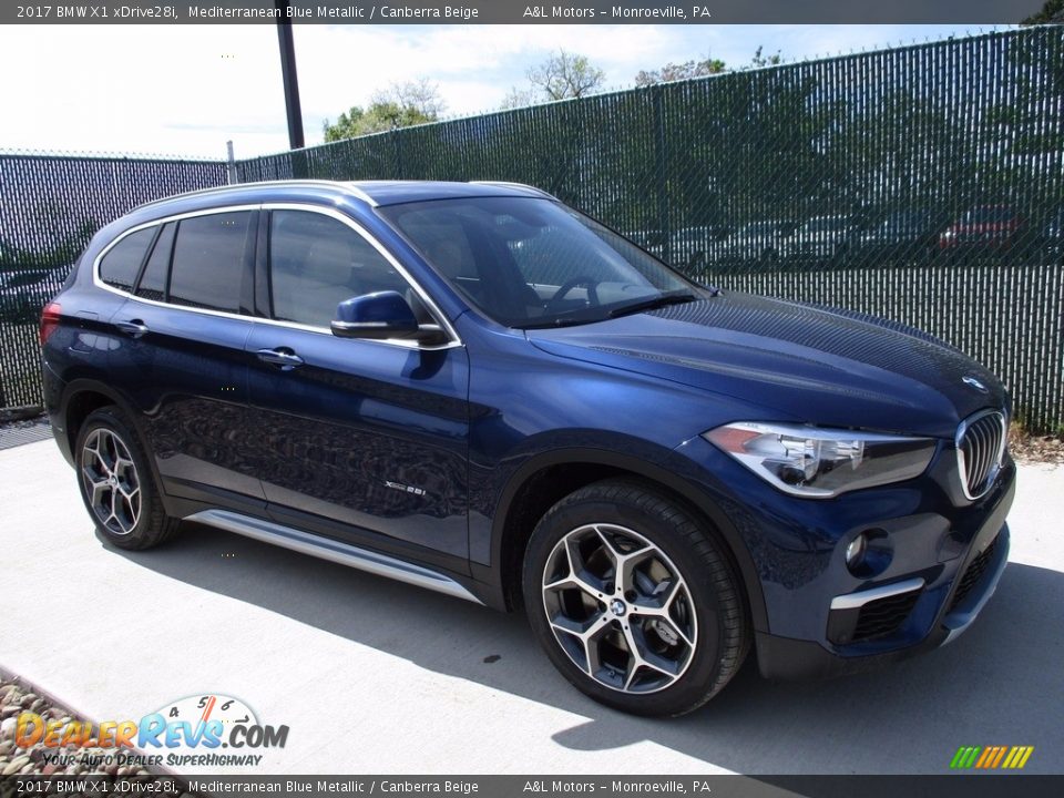 2017 BMW X1 xDrive28i Mediterranean Blue Metallic / Canberra Beige Photo #1