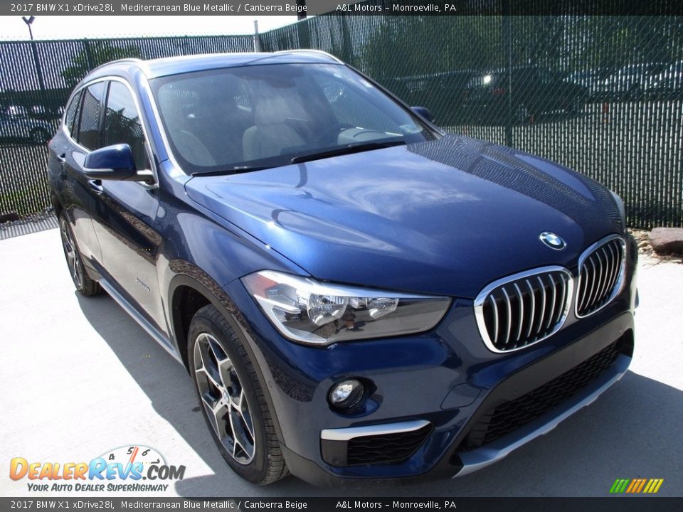 2017 BMW X1 xDrive28i Mediterranean Blue Metallic / Canberra Beige Photo #5