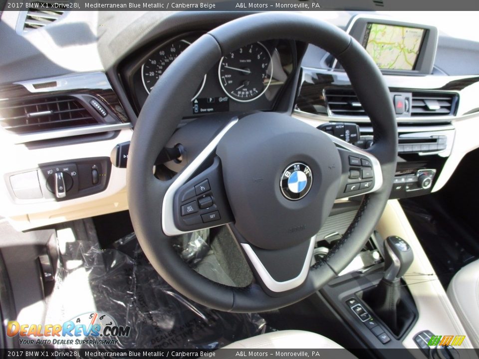 2017 BMW X1 xDrive28i Mediterranean Blue Metallic / Canberra Beige Photo #14