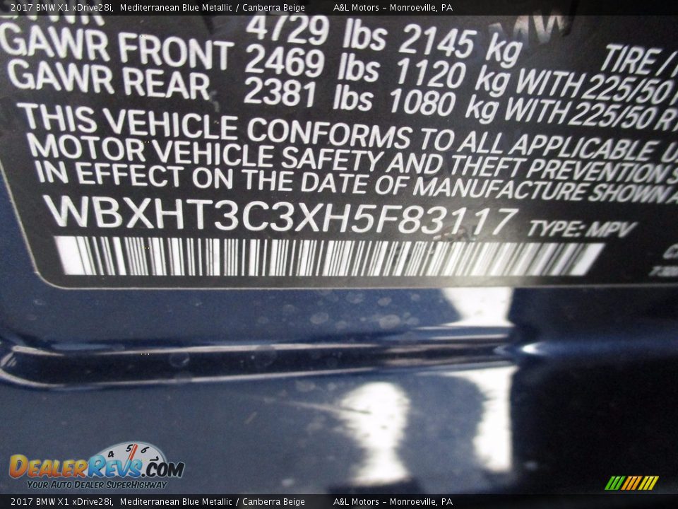 2017 BMW X1 xDrive28i Mediterranean Blue Metallic / Canberra Beige Photo #19