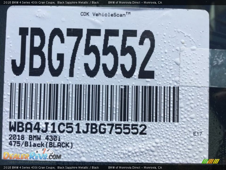 2018 BMW 4 Series 430i Gran Coupe Black Sapphire Metallic / Black Photo #11