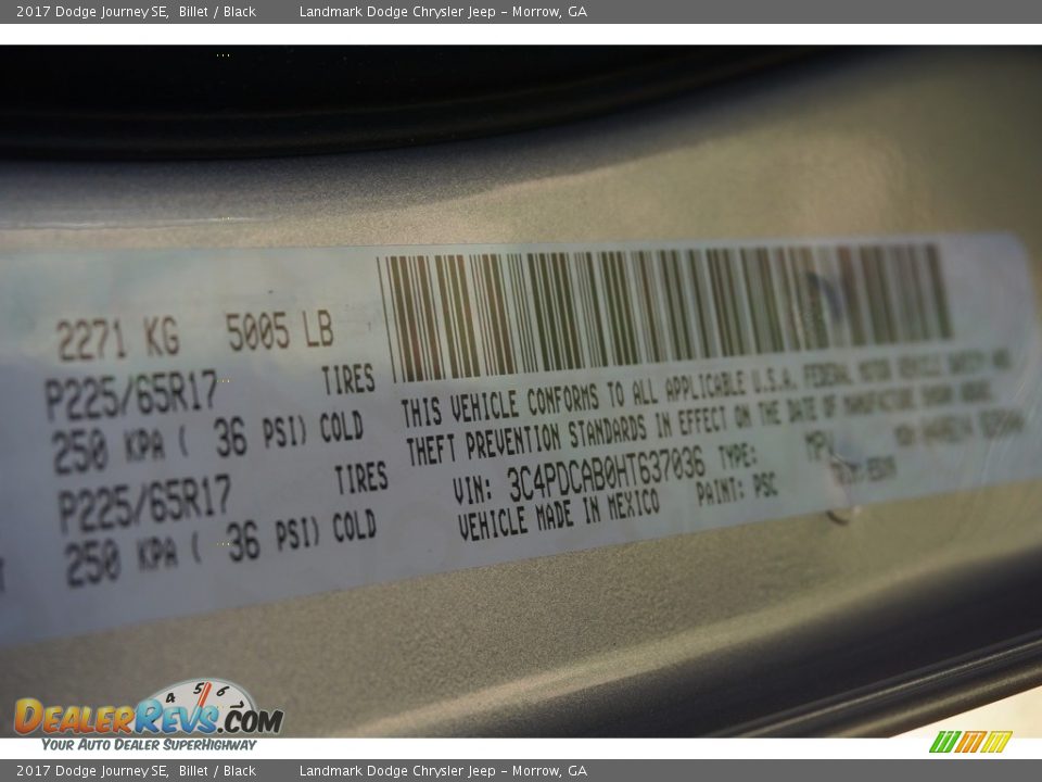 2017 Dodge Journey SE Billet / Black Photo #9