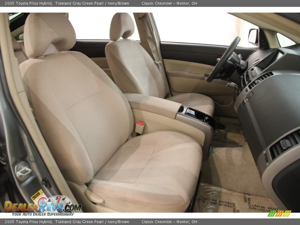 2005 Toyota Prius Hybrid Tideland Gray Green Pearl / Ivory/Brown Photo #11