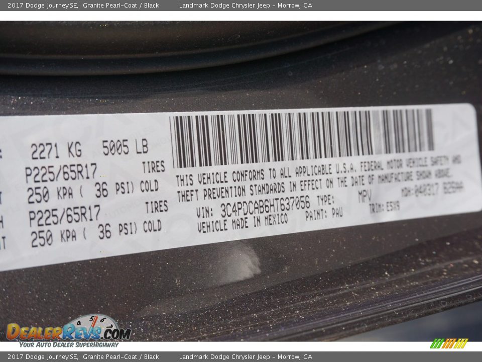 2017 Dodge Journey SE Granite Pearl-Coat / Black Photo #9