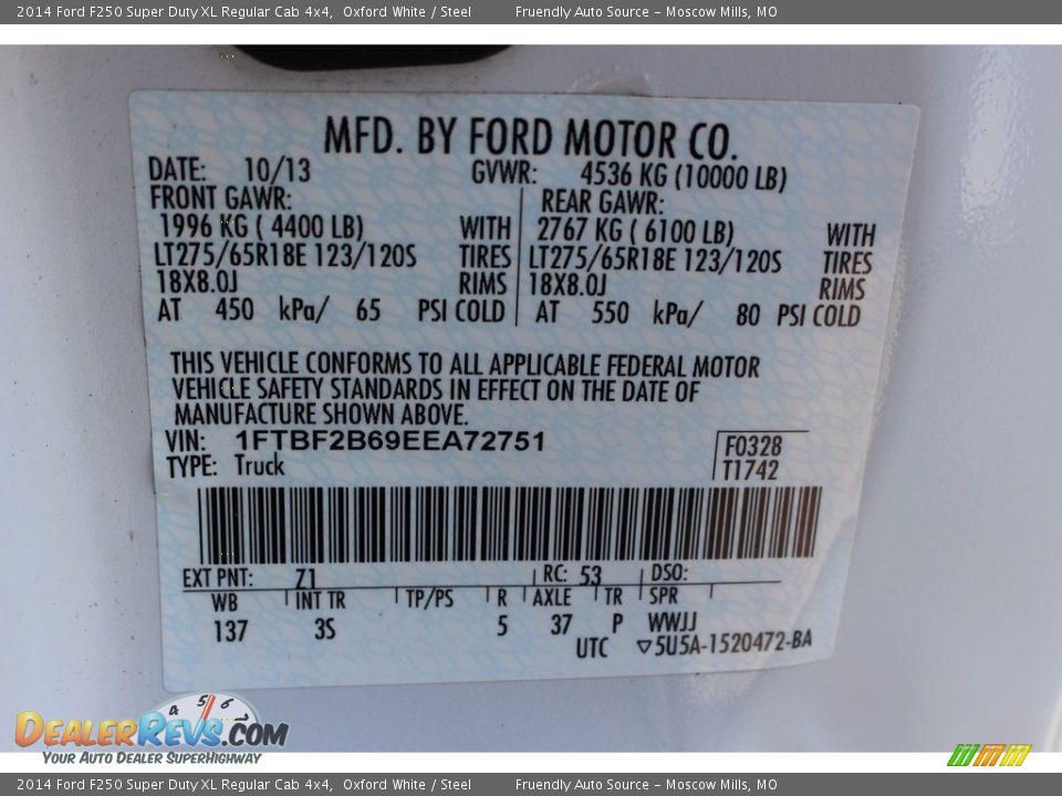 2014 Ford F250 Super Duty XL Regular Cab 4x4 Oxford White / Steel Photo #25