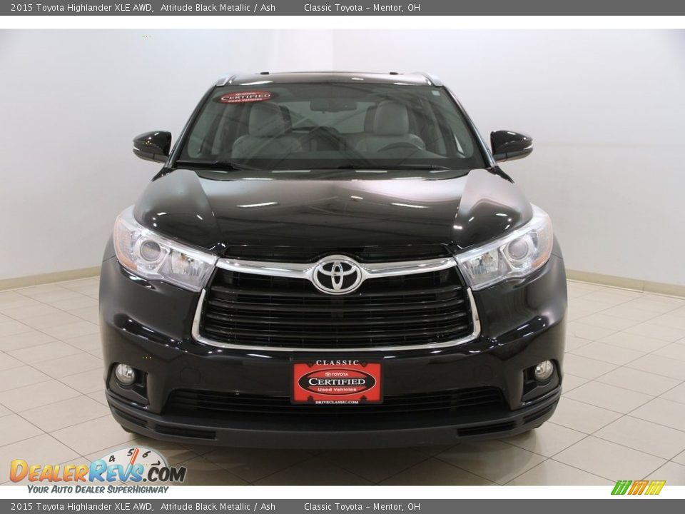 2015 Toyota Highlander XLE AWD Attitude Black Metallic / Ash Photo #2