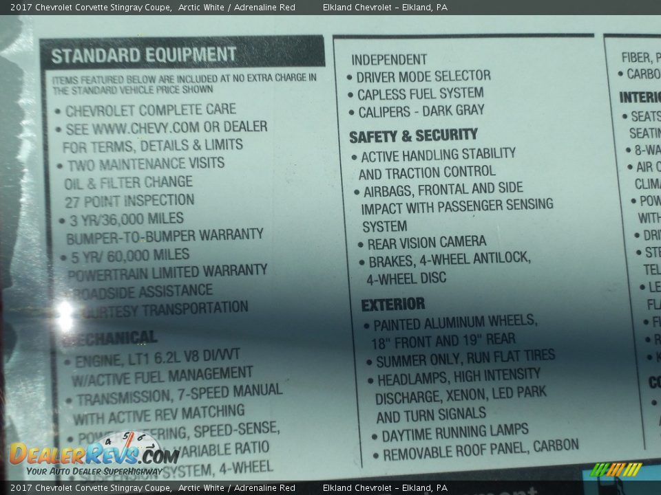 2017 Chevrolet Corvette Stingray Coupe Arctic White / Adrenaline Red Photo #12