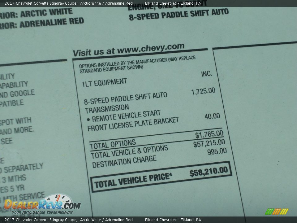 2017 Chevrolet Corvette Stingray Coupe Arctic White / Adrenaline Red Photo #14