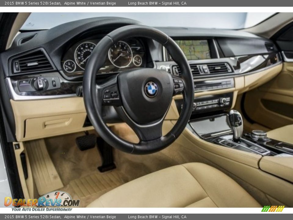 2015 BMW 5 Series 528i Sedan Alpine White / Venetian Beige Photo #15