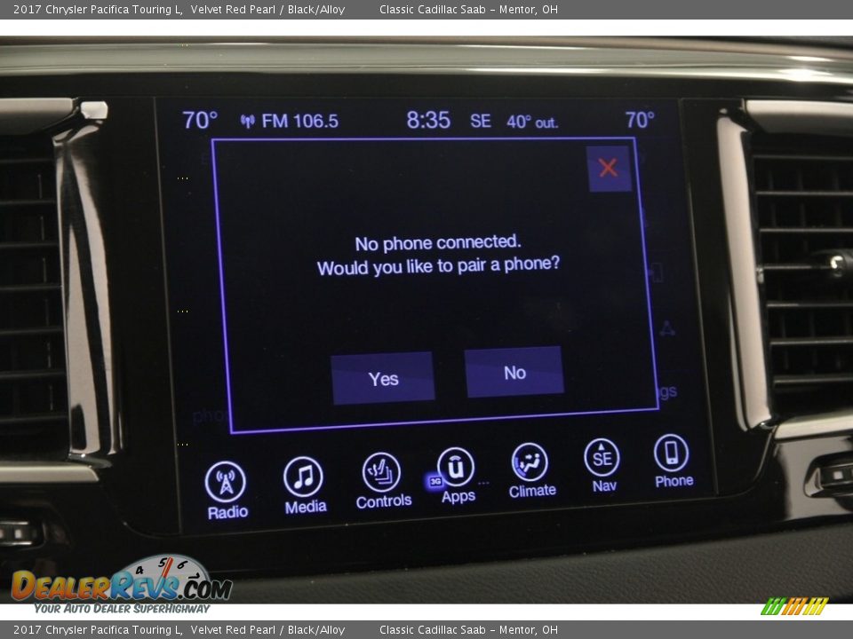 2017 Chrysler Pacifica Touring L Velvet Red Pearl / Black/Alloy Photo #11