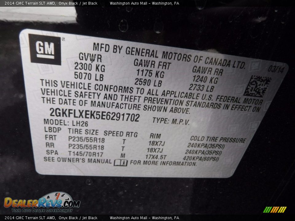 2014 GMC Terrain SLT AWD Onyx Black / Jet Black Photo #29