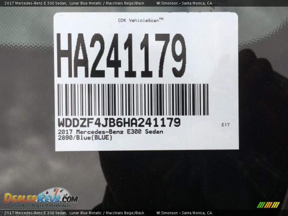 2017 Mercedes-Benz E 300 Sedan Lunar Blue Metallic / Macchiato Beige/Black Photo #10