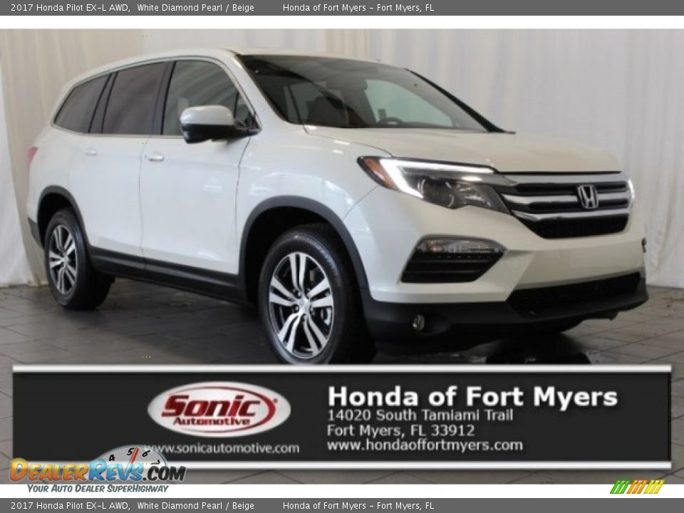 2017 Honda Pilot EX-L AWD White Diamond Pearl / Beige Photo #1