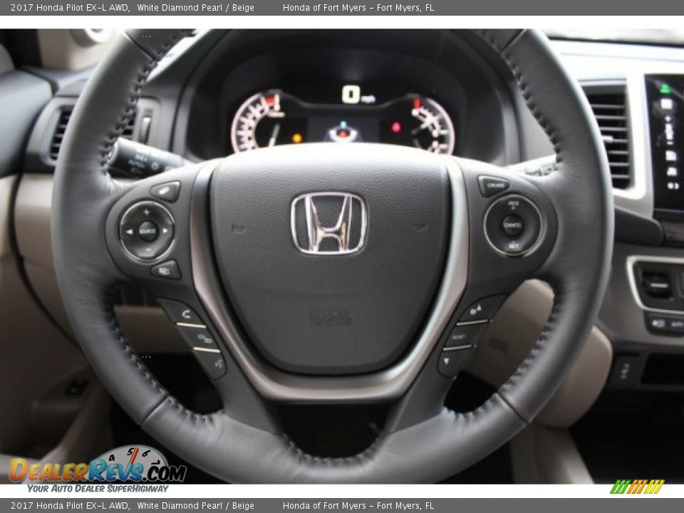 2017 Honda Pilot EX-L AWD White Diamond Pearl / Beige Photo #10