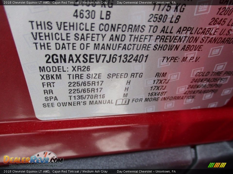2018 Chevrolet Equinox LT AWD Cajun Red Tintcoat / Medium Ash Gray Photo #19