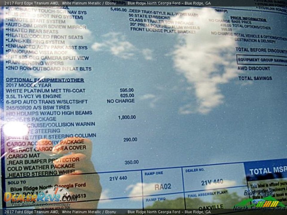 2017 Ford Edge Titanium AWD White Platinum Metallic / Ebony Photo #28
