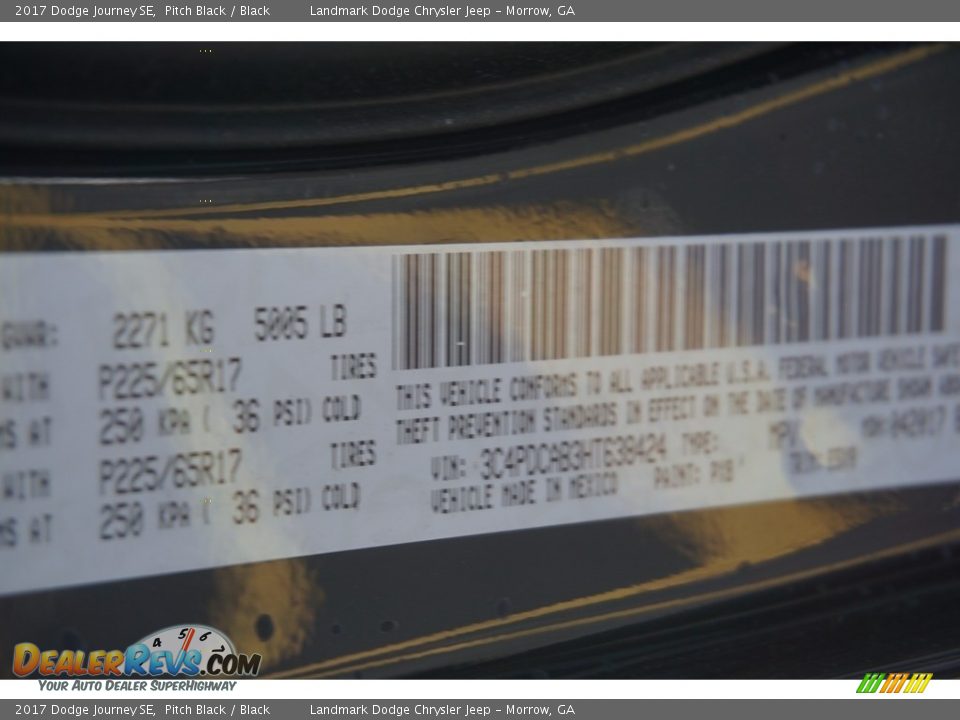 2017 Dodge Journey SE Pitch Black / Black Photo #9