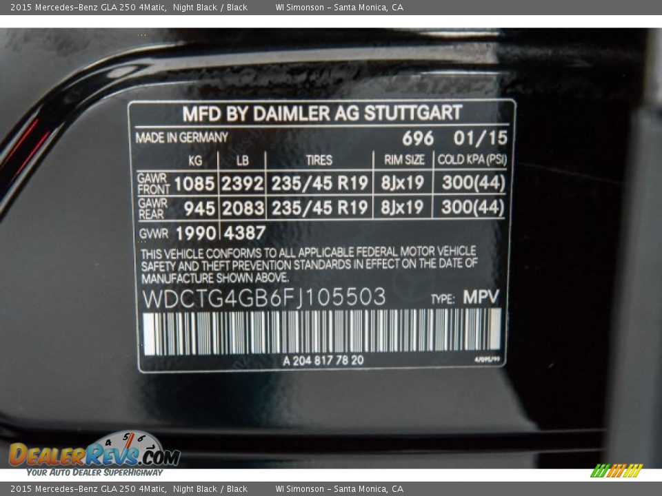 2015 Mercedes-Benz GLA 250 4Matic Night Black / Black Photo #20