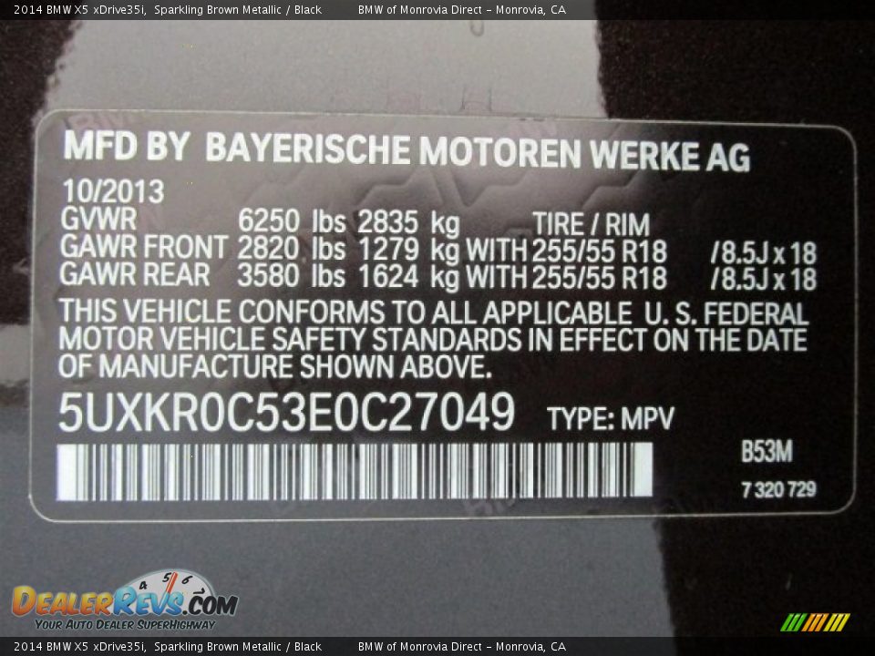 2014 BMW X5 xDrive35i Sparkling Brown Metallic / Black Photo #14