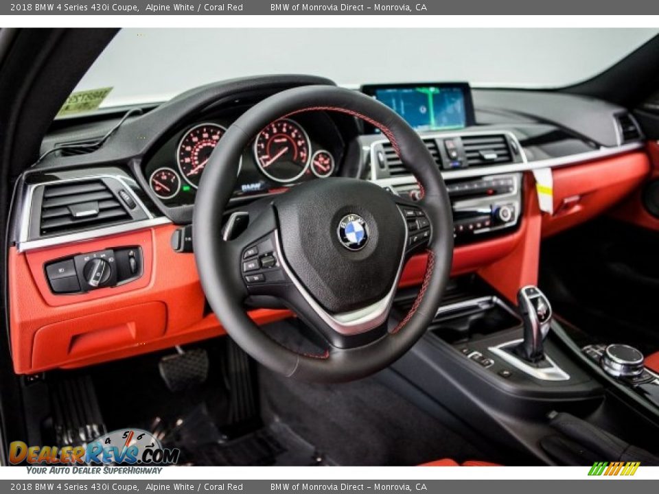 2018 BMW 4 Series 430i Coupe Alpine White / Coral Red Photo #5