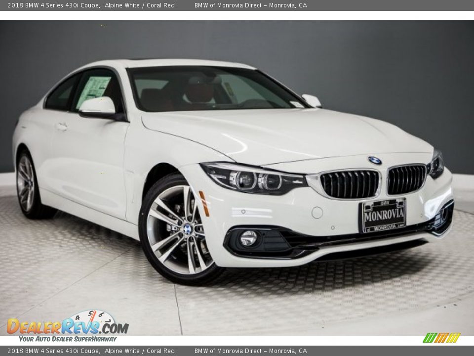 2018 BMW 4 Series 430i Coupe Alpine White / Coral Red Photo #12