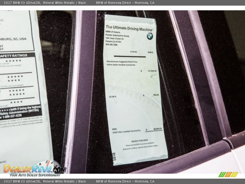 2017 BMW X3 sDrive28i Mineral White Metallic / Black Photo #11