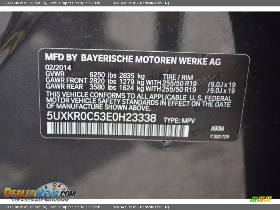 2014 BMW X5 xDrive35i Dark Graphite Metallic / Black Photo #35